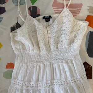 White Lace boho free people style Lacey button Women Dress